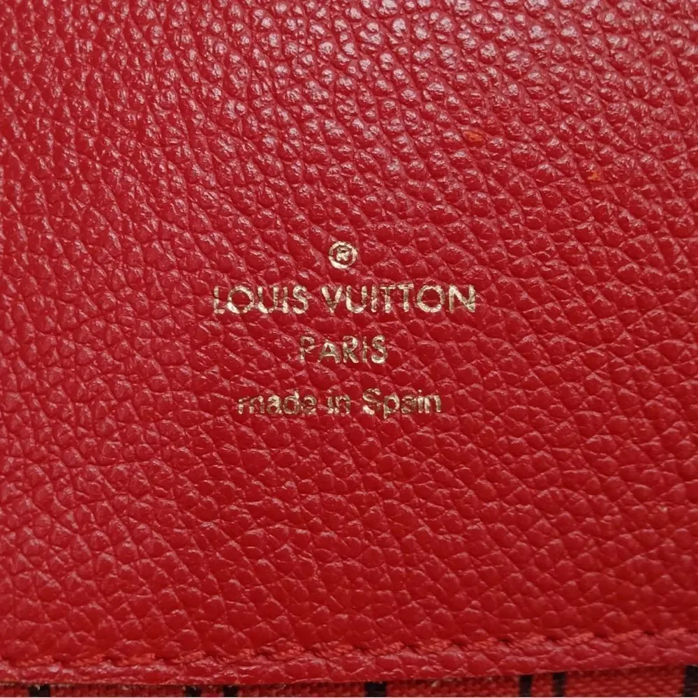 Auth Louis Vuitton Cherry Red Empreinte Monogram Leather PM Bagatelle Hobo Bag